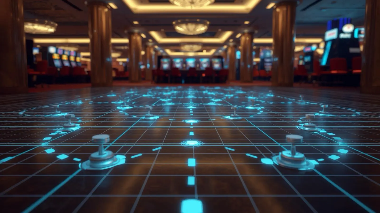 Computational robotics simulation of casino floor layout with robot paths