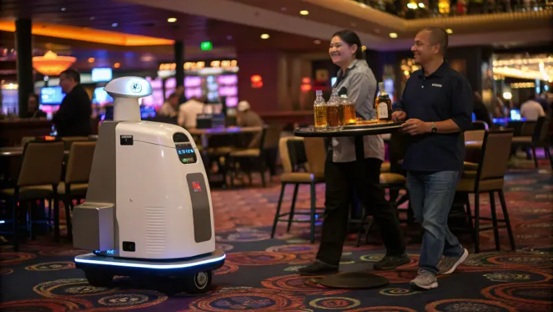 Autonomous robot delivering beverages to casino guests using motion planning